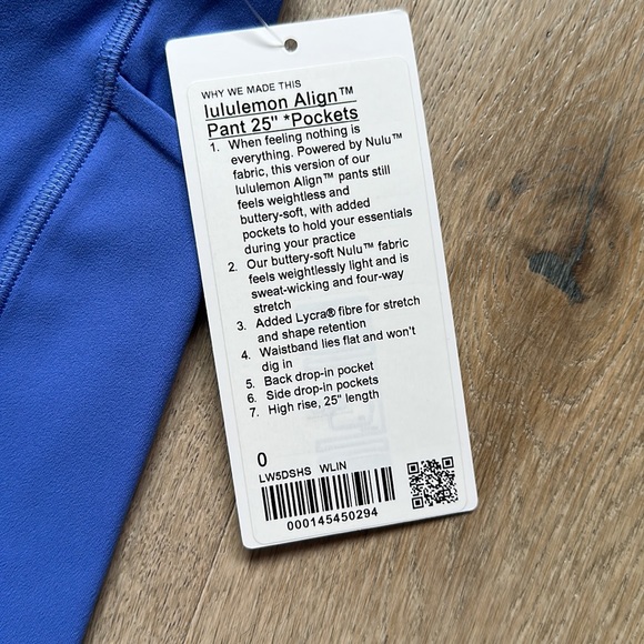 align 25" pockets wild indigo size 0 lululemon nwt - Picture 3 of 13